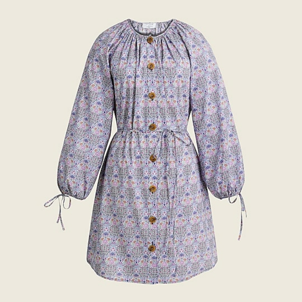 Tie-sleeve button-front organic cotton dress in Liberty® L BG129 NWT SOLD OUT - Picture 5 of 12